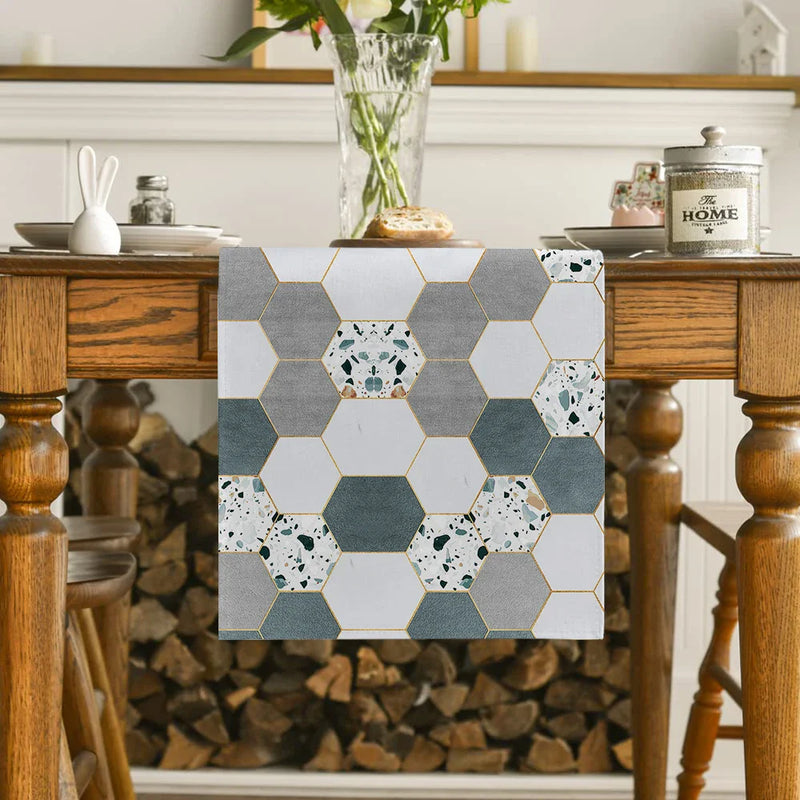 Axyaa Geometric Line Cube Table Runner - Farmhouse & Wedding Party Decor