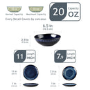 Axya Starry Blue Stoneware Dinner Set - 12/24/36-Piece Vintage Look Tableware