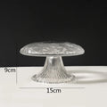 Axyaa Mushroom-Shaped Glass Seafood Sushi Plate - High Footed Dessert Serving Plate