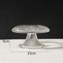 Axyaa Mushroom-Shaped Glass Seafood Sushi Plate - High Footed Dessert Serving Plate