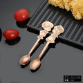 Axyaa Stainless Steel Cartoon Couple Coffee Spoon Set