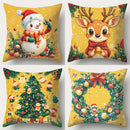 Axyaa Christmas Pillowcase Set: Snowman, Fawn, Garland, Christmas Tree Print
