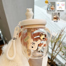 Axyaa Kawaii Jumbo Boba Water Bottle With Straw - Large Capacity Cute Stirring Cup