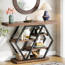 Axyaa Industrial 4-Tier Console Table, 39.4" Entryway Sofa Table with Thickened Top