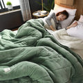 Axyaa Coral Fleece 3-Layer Thicken Blanket Quilt - Soft & Warm Winter Bedding