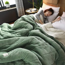 Axyaa Coral Fleece 3-Layer Thicken Blanket Quilt - Soft & Warm Winter Bedding