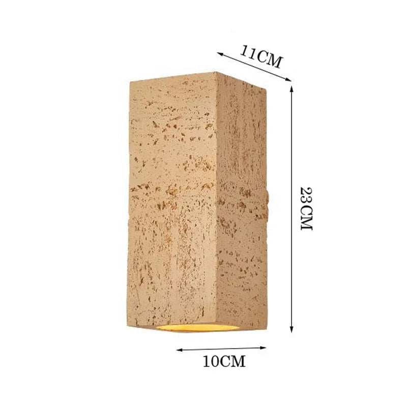 Axyaa Wabi-sabi Cement Wall Lamp Square Nordic Retro Sconce Light for Foyer Bedroom