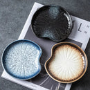 Axyaa Ceramic Japanese Style Irregular Bone Saucers for Cakes, Snacks, Fruits