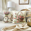 Axyaa Country Flower Bicycle Pattern Pillowcase for Home Room Decoration