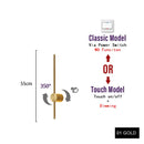 Axyaa LED Wall Lamp 350° Rotation Modern Wall Light, Touch Switch, Adjustable Gold