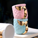 Axyaa Golden Mermaid Tail Ceramic Cup | 400ML Creative Tea Coffee Milk Mug
