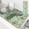 Axyaa Peacock Flower Absorbent Mat: Kitchen & Bathroom Antiskid Drying Pad