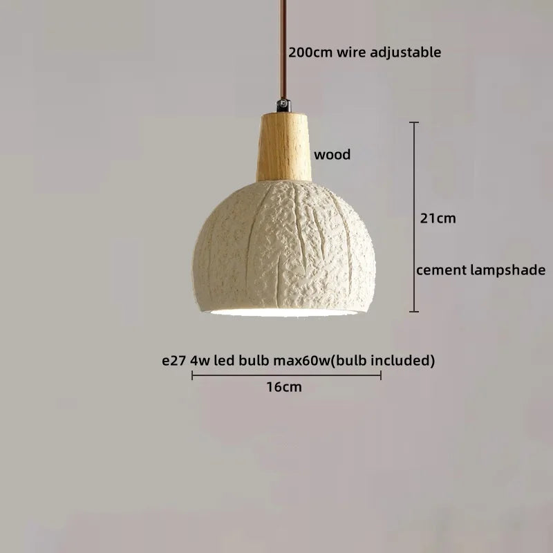 Axyaa LED Pendant Lights Modern Style Cement Wood Hanging Lamp