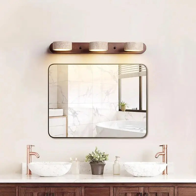 Axyaa Travertine Stone Sconce Light Rotatable for Bedroom Bedside
