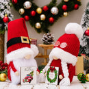 Axyaa Knitted Hat Doll with Fur Ball Ornament Doll for Christmas Decor
