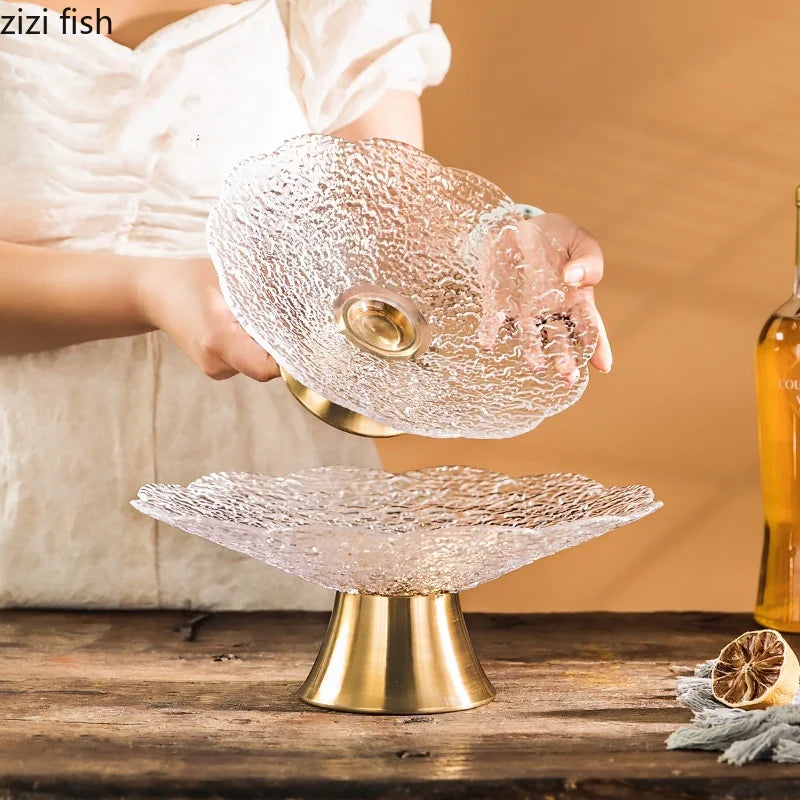 Axya Glass Plates Salad Bowl Cake Stand Dessert Bowl Dim Sum Dish Tray