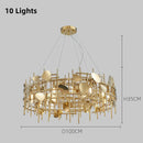 Modern Gold Chandelier Luxury Round Dining Room Lighting Fixture Golden Large Kitchen Island Home Decor Light Axyaa