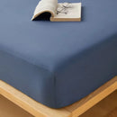 Axyaa Cotton Fitted Sheet with Elastic Bands for Double King Queen Bed, Non-Slip Solid Color