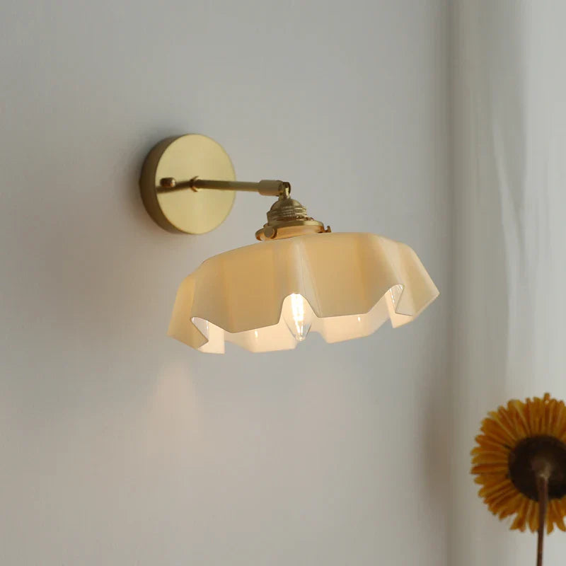 Axyaa Pink Glass LED Wall Sconce E14 Copper Socket Modern Nordic Bedroom Living Room Wall Lamp