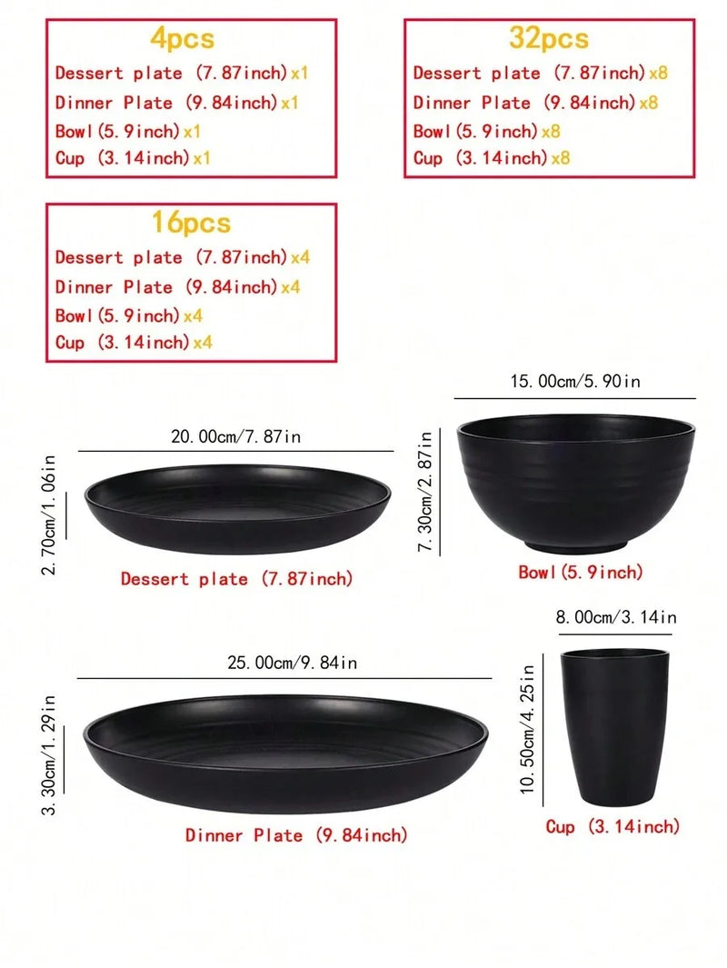 Axyaa 24-Piece Reusable Plastic Tableware Set for Family Picnics and School