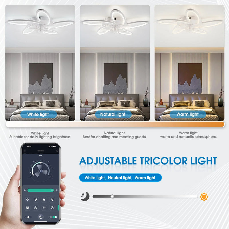 Axyaa Smart Ceiling Fan Light Dimmable Remote Control Home Decor