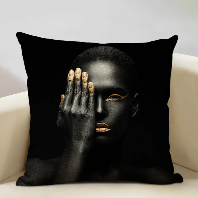 Nordic Print Linen Cushion Cover, Black and White Decor Pillowcase for Sofa by Axyaa