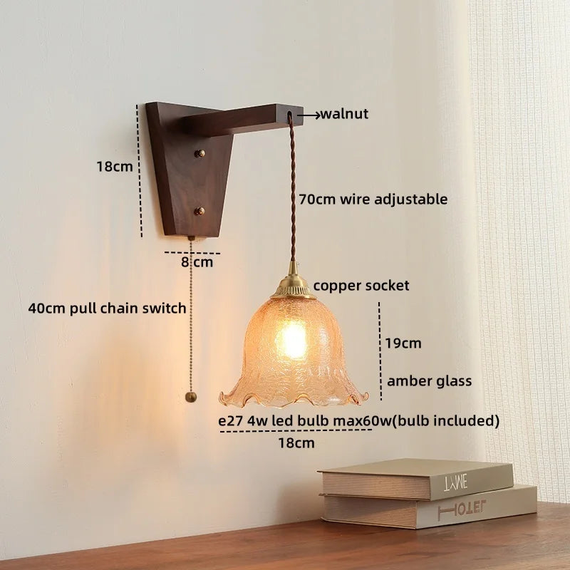Axyaa Modern Walnut Copper LED Wall Light for Home Decor