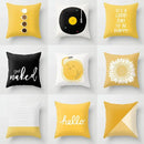 Axyaa Yellow Geometric Print Cushion Pillowcase - 45x45cm