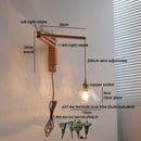 Axyaa Glass Flower LED Wall Lamp with Flexible Arm, Wood Modern Nordic Design