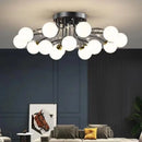 Axya Black Gold Glass Bubble Chandelier: Modern LED Crystal Pendant Lamp