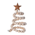 Axyaa Mini Wooden Bead Tree Ornaments with Star Topper, Rustic Farmhouse Style