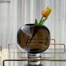 Axyaa Amber Glass Vase: Modern Home Decor Flower Arrangement Desk Decoration