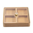 Axyaa Bamboo Partition Dessert Plate - Snack Storage Tray for Dried Fruits & Treats