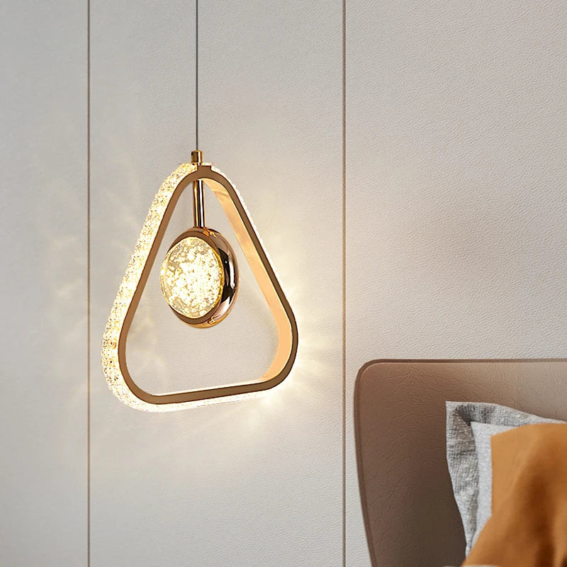 Axyaa Crystal Sphere LED Pendant Lamp in Black/Gold - Modern Home Lighting
