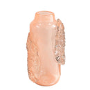Axyaa Pink Glass Vase with Irregular Ice Cubes Relief, Home Decor Flowerpot