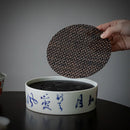 Axyaa Bamboo Ceramic Teapot Tray Set for Zen Kung Fu Tea Ceremony