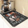 Axyaa Coffee Pattern Placemats Set for Table Cups Coaster Drainer Diatomaceous Earth Mat