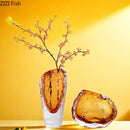 Axyaa Amber Glass Vase: Hydroponic Plant Pot for Table Decor and Flower Arrangements