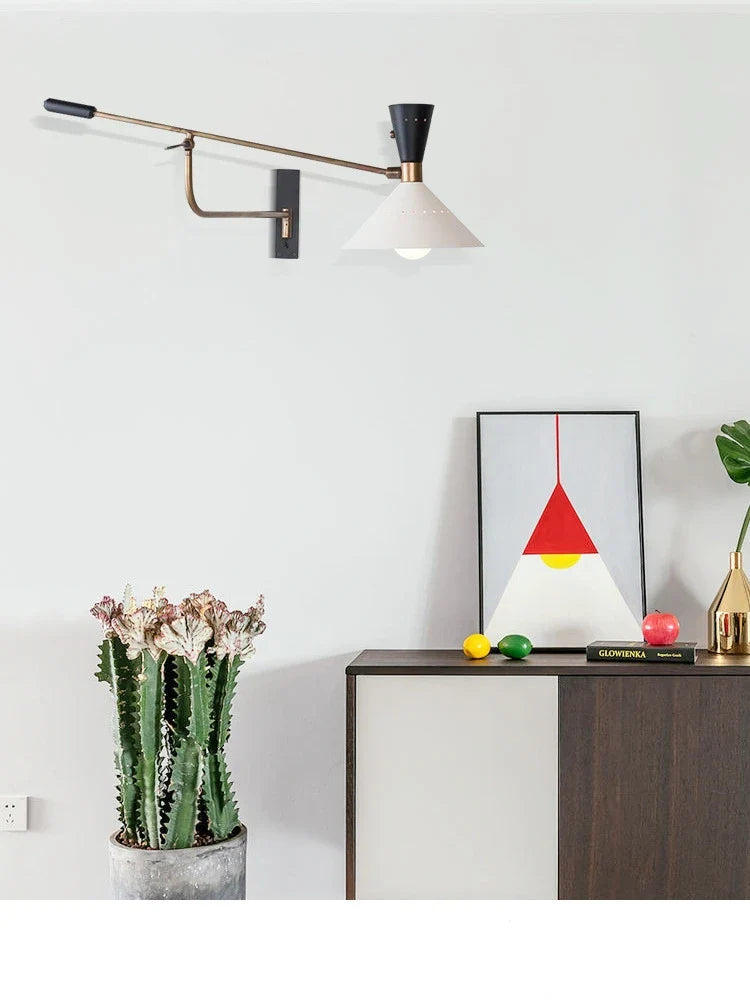 Axyaa Nordic Long Arm Wall Sconce with Adjustable Reading Lamp