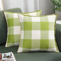 Axyaa Plush Check Pillow Covers Set Cream White for Bed & Sofa