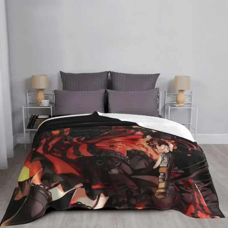 Axyaa Winter Anime Style Kurumi Blanket: Super Warm Flannel Throw for Bed & Couch