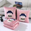 Axyaa Double-Sided Velvet Throw Pillow Quilt - Cartoon Embroidered Design
