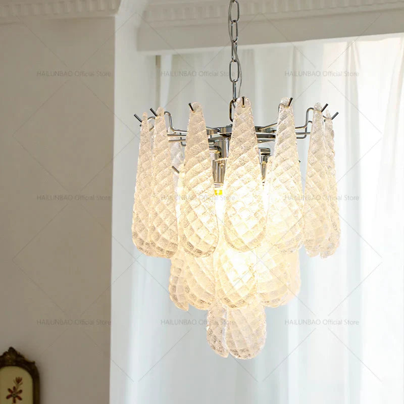 Axyaa Crystal Glass Chandelier: Elegant Villa Duplex Staircase Light