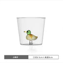Axyaa Cactus Bunny Duck Clear Glass Tumbler Cup - Table Decor Drinkware