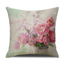 Axyaa Pastoral Floral Cushion Cover: Elegant Linen Home Decor for Sofa, Square Flower Pillow