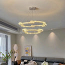 Axyaa Crystal LED Chandelier Foyer Pendant Lighting Modern Luxury Steel Lamp