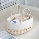 Axyaa Tassel Cotton Rope Diaper Bag Handwoven Multifunctional Storage Basket