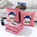 Axyaa Double-Sided Velvet Throw Pillow Quilt - Cartoon Embroidered Design
