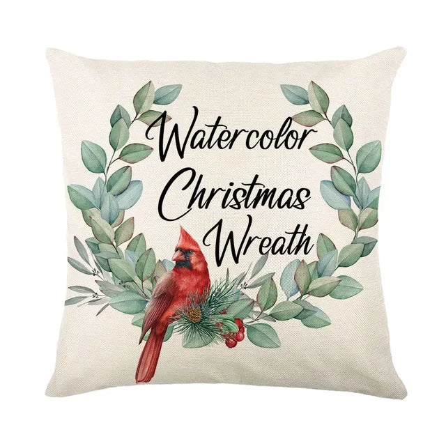 Christmas Decor Pillow Cover 18x18 in Linen Throw - Axyaa Home Decor