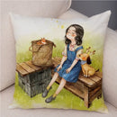 Axyaa Fairy Tale World Pillowcase: Cartoon Pattern Decor for Living Room or Children's Room
